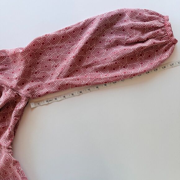 NWT Equipment Femme Arden 100% Silk Geometric Print Blouse in Earth Red Size 6 - Picture 11 of 14